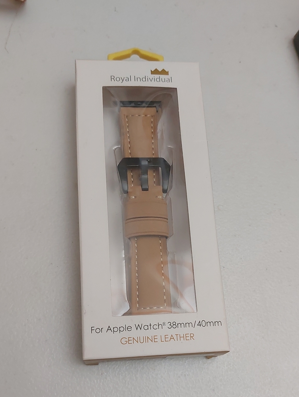 Royal Individual Genuine Leather Strap for a 38mm or 40mm Apple Watch Tan Black